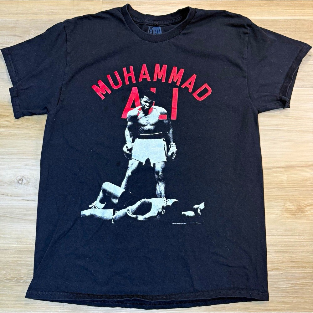 Muhammad Ali T Shirt Mens Large Black Sonny Liston Knockout Boxing Graphic Tee